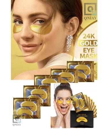 QNIAY Collagen Crystal 24k Under Eye Mask 1 Pair Whitening Moisturizing Anti-Puffiness Anti-Wrinkle