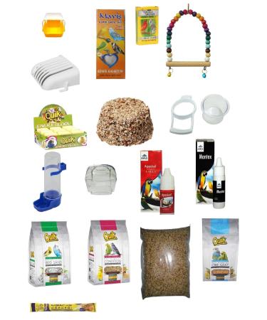 Quik Durta Aquarium 17 Piece Budgie Food Care and Vitamin Set