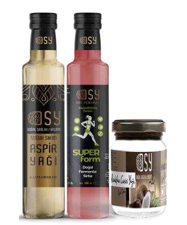 natural healthy life 250ml Safflower Oil 250ml Super Form Vinegar 210ml Coconut Oil