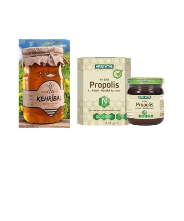 Amber Flower Honey 850 Gr & Propolis Royal Jelly Pollen Honey 220 Gr