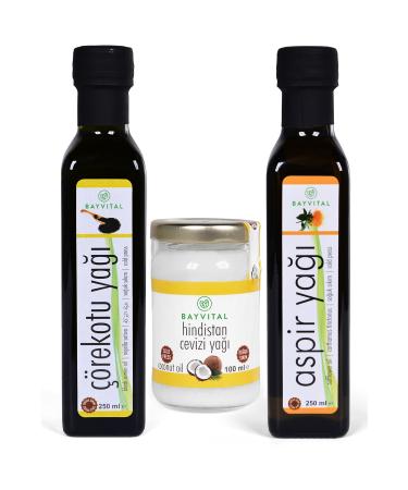 BAYV TAL Black Cumin Oil 250 Ml Safflower Oil 250 Ml Coconut 100 Ml