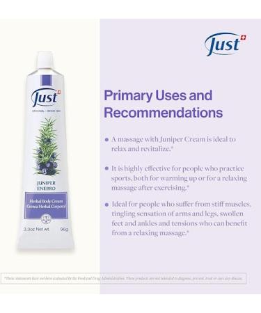 Juniper Massage Cream 96g | Soothes Muscle & Joint Pain | Herbal Body Cream for Elderly | Pre & Post Workout Care by Swiss Just - Buy Online on GoSupps.com