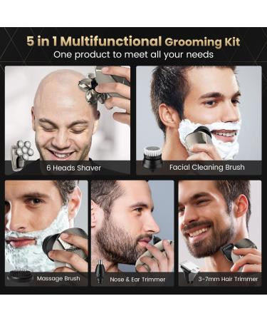 SEJOY 5 in1 Electric Razor Wet Dry Head Shaver for Bald Men Trimmer Grooming Kit - IPX7 waterproof - Buy Online on GoSupps.com