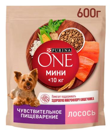 PURINA ONE Dog feed for Dry mini for digestion salmon 0.6 kg - Buy Online on GoSupps.com