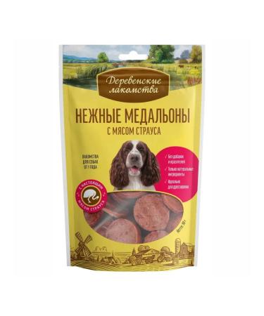 Country delicacies Dog treating delicate medallions with ostrich meat 90g - Buy Online on GoSupps.com