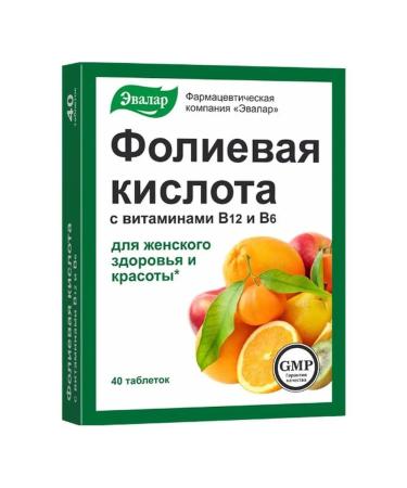 Evalar Folic acid with vitamins B12 B6 - Buy Online on GoSupps.com