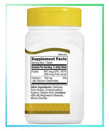 21st Century Folic acid 400 g 250 tablets - Buy Online on GoSupps.com