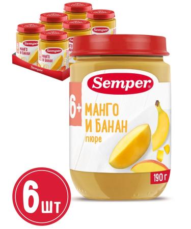 Semper Puree fruit mango and banana from 6 months Children's 190 g (6 pcs)