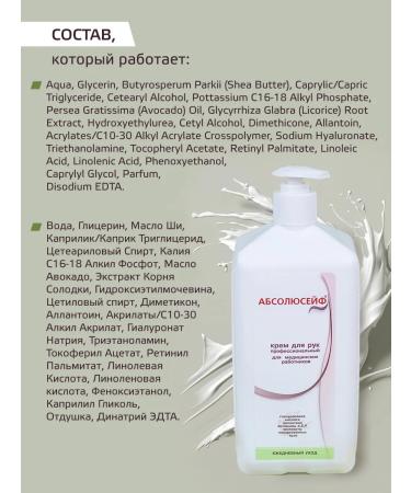 ABSOLUTELY SAFE Professional hand cream moisturizer with a dispenser 1 liter - Buy Online on GoSupps.com