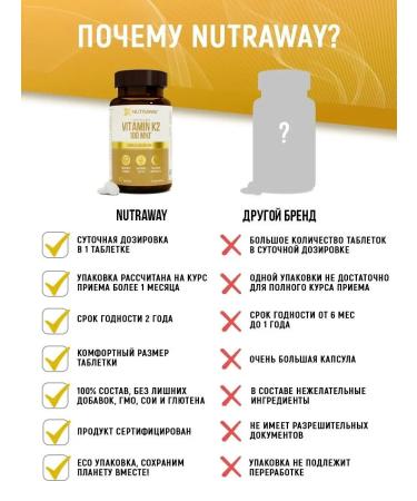 NUTRAWAY Vitamin K2 100 mcg 60 tablets - Buy Online on GoSupps.com
