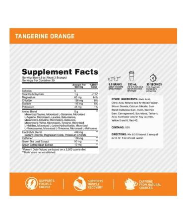 Optimum Nutrition Amino acids Amino Energy + Electrolytes 285 g - Mandarin - Buy Online on GoSupps.com