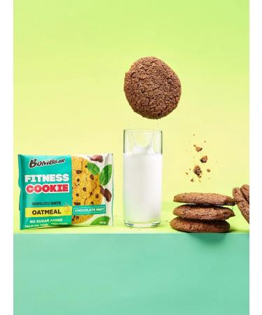 BombBar Oatmeal cookies without sugar fitness chocolate mint 12 pcs x 40g - Buy Online on GoSupps.com