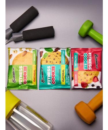 BombBar Oatmeal cookies without sugar fitness chocolate mint 12 pcs x 40g - Buy Online on GoSupps.com