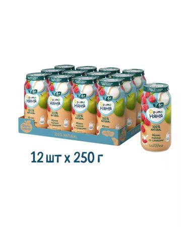 Frutonyanya 250 g of puree from apples and raspberries with cream (12 pcs)
