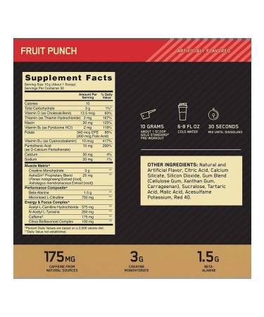 Optimum Nutrition Pre Workout is pretext 300 g fruit punch - Buy Online on GoSupps.com