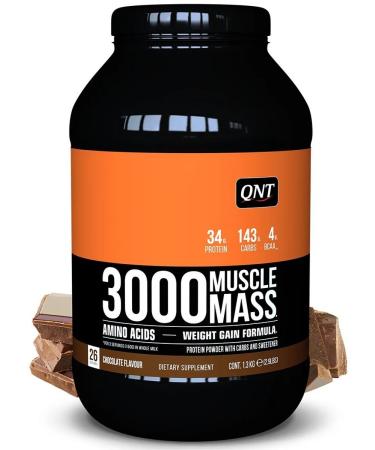 QNT Muscle Mass Gainer for muscle growth and energy 1300 grams chocolate - Buy Online on GoSupps.com
