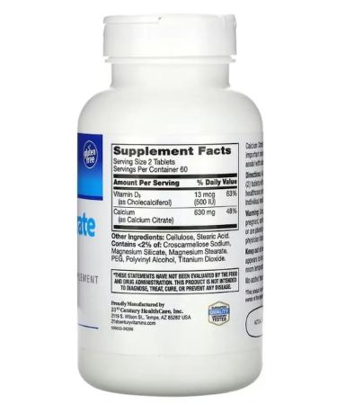 21st Century Calcium Citrate + Vitamin D3 - Buy Online on GoSupps.com