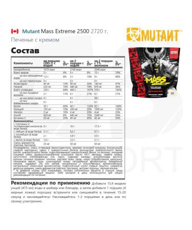 Mutant MASS Gainer for a quick set of mass 2720 gr - Buy Online on GoSupps.com