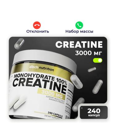 aTech nutrition Creatine monohydrate 100% Creatine 240 capsules