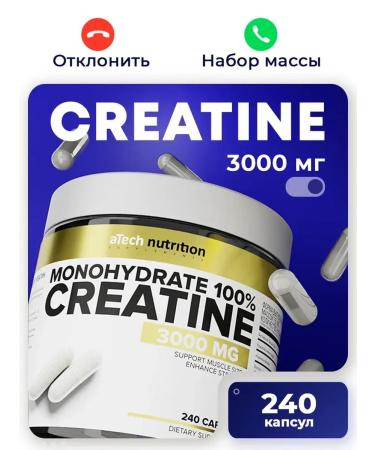 aTech nutrition Creatine monohydrate 100% Creatine 240 capsules - Buy Online on GoSupps.com
