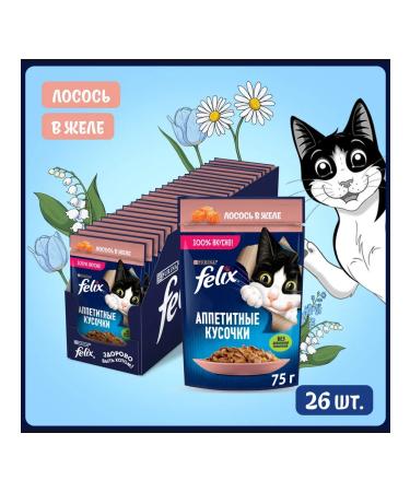 FELIX Feed for cats with salmon 75 g x 26 pcs - Buy Online on GoSupps.com