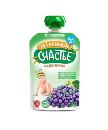 A little happiness Baby puree apple of blueberries 5 months 12 pcs 90 grams - Buy Online on GoSupps.com