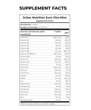 Scitec Nutrition EURO VITA-MINS 120 tablets vitamin complex - Buy Online on GoSupps.com