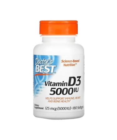 Doctor's Best Vitamin D3 5000MO 180 capsules - Buy Online on GoSupps.com