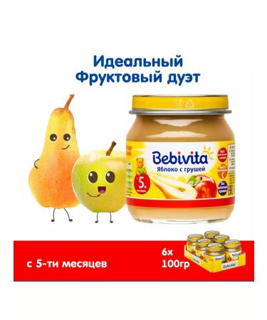 Bebivita Fruit children's puree "Apple with pears" from 5 months 6x100g