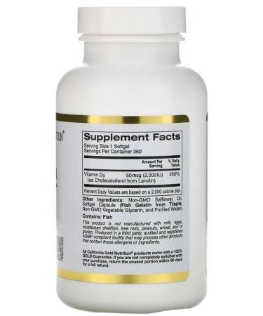 California Gold Nutrition CGN vitamin D3 2000 me 360 capsules - Buy Online on GoSupps.com