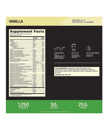 Optimum Nutrition Heiner Serious Mass for a mass of mass 2720 g vanilla - Buy Online on GoSupps.com