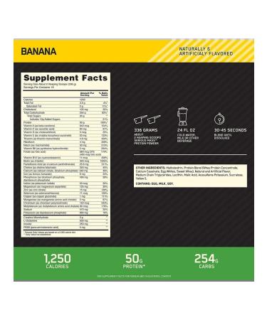 Optimum Nutrition Heiner Serious Mass for a mass of mass 5450 g banana - Buy Online on GoSupps.com