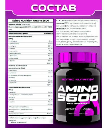 Scitec Nutrition Amino acids Amino 5600 for athletes 1000 tablets - Buy Online on GoSupps.com