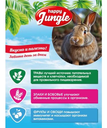 HAPPY JUNGLE Feed for rabbits 900 g dry - Buy Online on GoSupps.com