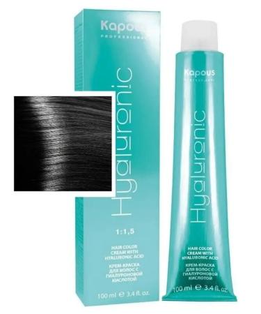 Kapous Professional Hair color cream with hyaluron with acid 1.0 black 100ml - Buy Online on GoSupps.com