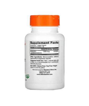 Doctor's Best Vitamin B12 (active shape) 1500 mg - Buy Online on GoSupps.com