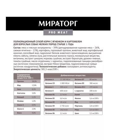 Miratorg Small dog food with lamb bezernaya 700 grams 2 pcs - Buy Online on GoSupps.com