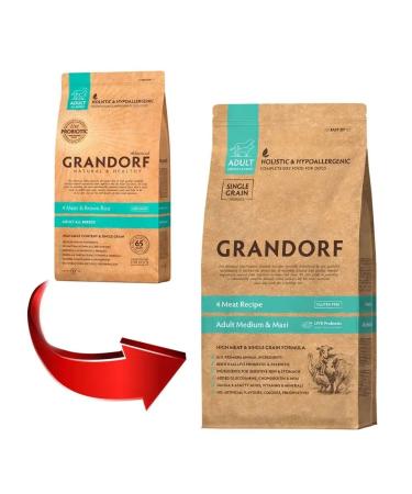 Grandorf Food for medium and large dogs dry 4 meat 10 kg - Buy Online on GoSupps.com