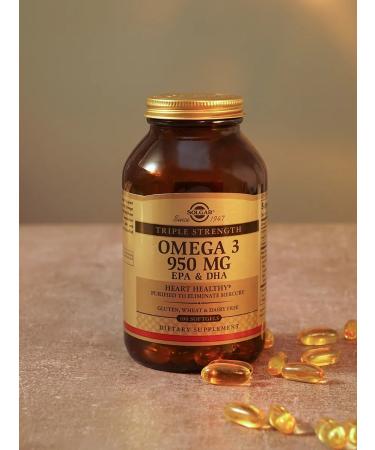 SOLGAR Triple Omega-3 950 mg of EPK and DGK 100 pcs - Buy Online on GoSupps.com