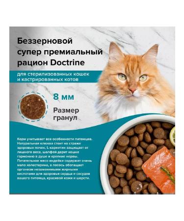 DOCTRINE Cat food dry for sterilized turkey fish 10 kg - Buy Online on GoSupps.com