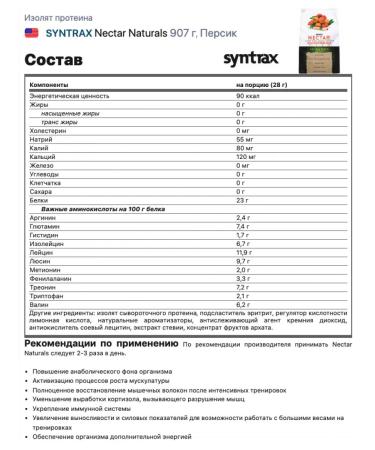 SYNTRAX Izolate by Nectar 907 g peach - Buy Online on GoSupps.com