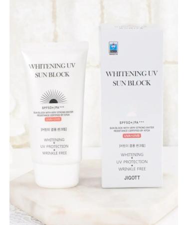 Jigott Sunscreen cream SPF50+PA +++ UVA+UVB Whitening UV 70ml - Buy Online on GoSupps.com