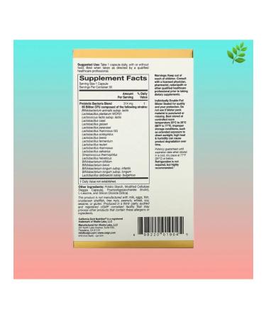 California Gold Nutrition Lactobif probiotics 65 billion 30 capsules - Buy Online on GoSupps.com