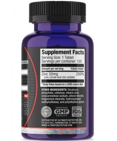 Ultimate Nutrition Zinc 30 mg mineral for immunity zinc hair 120 tablets - Buy Online on GoSupps.com