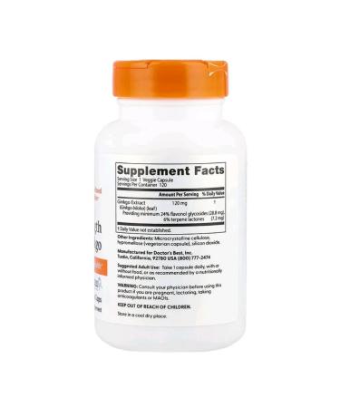 Doctor's Best Doctors Best Ginkgo Biloba ginkgo biloba 120 capsules - Buy Online on GoSupps.com