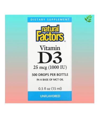 Natural Factors Vitamin D3 in drops without flavorings 1000 IU 15 ml