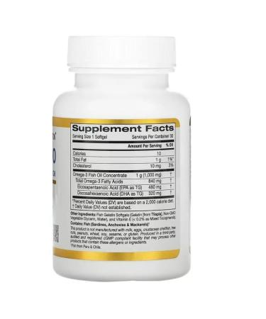 California Gold Nutrition omega 800 fish oil 30 capsules - Buy Online on GoSupps.com