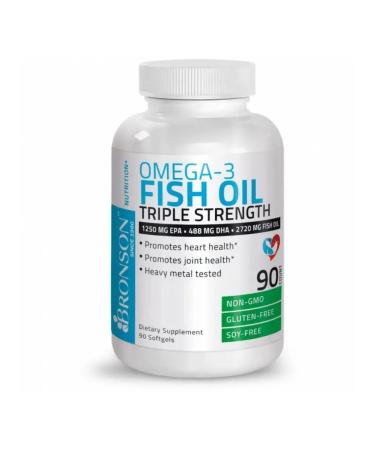 Bronson Fish oil Fish Oil Omega 3 1250 EPA 488 DHA 90 capsules - Buy Online on GoSupps.com
