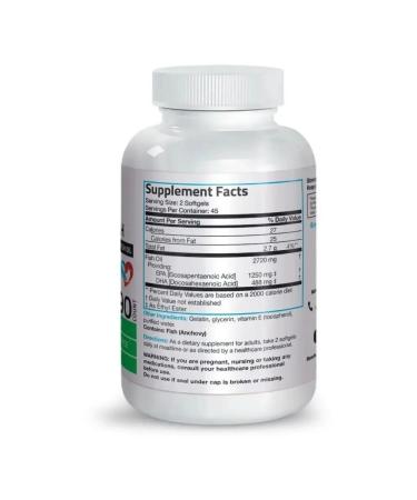 Bronson Fish oil Fish Oil Omega 3 1250 EPA 488 DHA 90 capsules - Buy Online on GoSupps.com