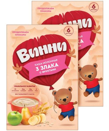 Winnie Porridge children's milk 3 cereals fruits with 6m 200g 2pcs